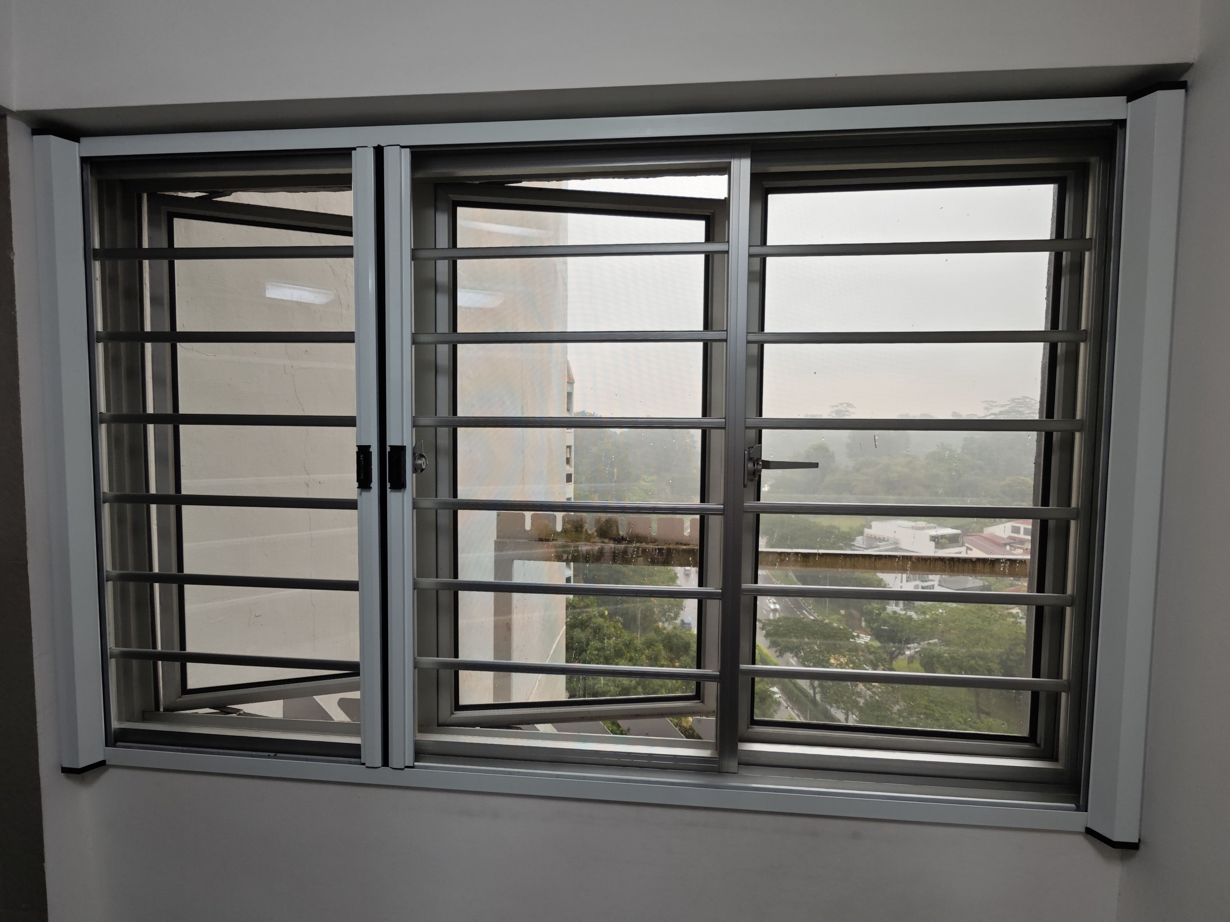 Sanctuairy mesh installed over security grilles for pest control
